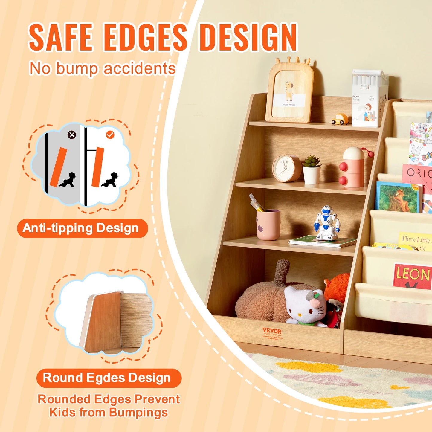 Kids Wooden Bookshelf