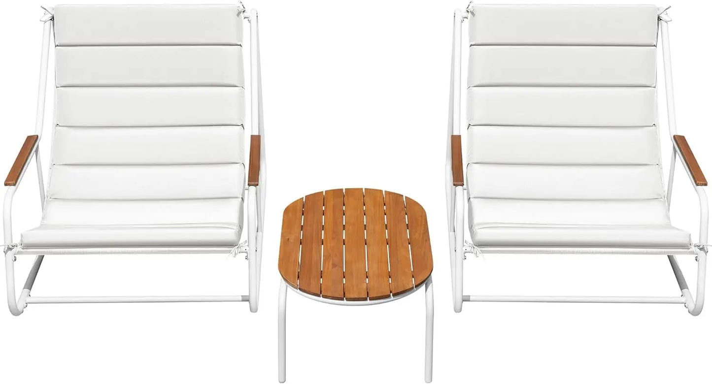 Teslin Chaise Lounge Chairs with Acacia Wood Side Table