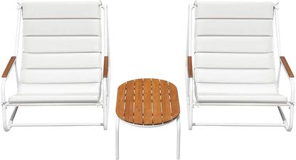 Teslin Chaise Lounge Chairs with Acacia Wood Side Table