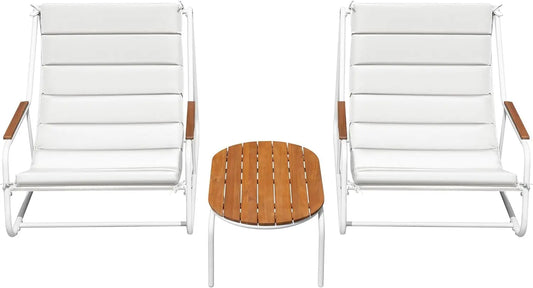 Teslin Chaise Lounge Chairs with Acacia Wood Side Table