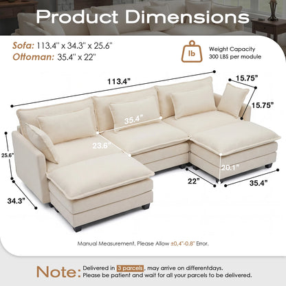 Modular Sectional Sofa with Ottoman