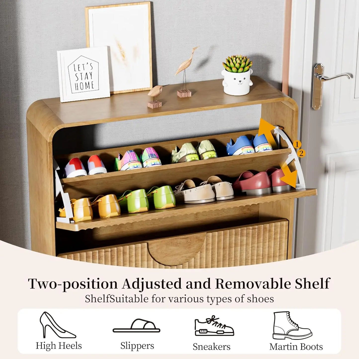Narrow Shoe Cabinet for Entryway Doors