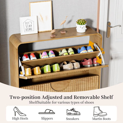 Narrow Shoe Cabinet for Entryway Doors