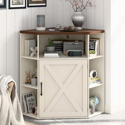 Corner Cabinet with USB Ports & Outlets