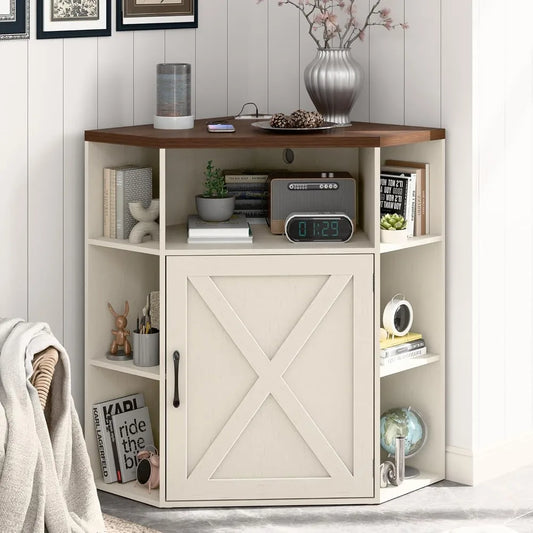 Corner Cabinet with USB Ports & Outlets