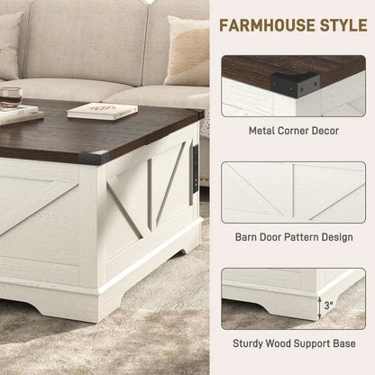 Large Farmhouse Lift Top Coffee Table