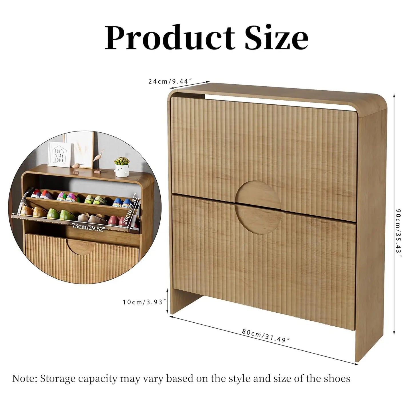 Narrow Shoe Cabinet for Entryway Doors