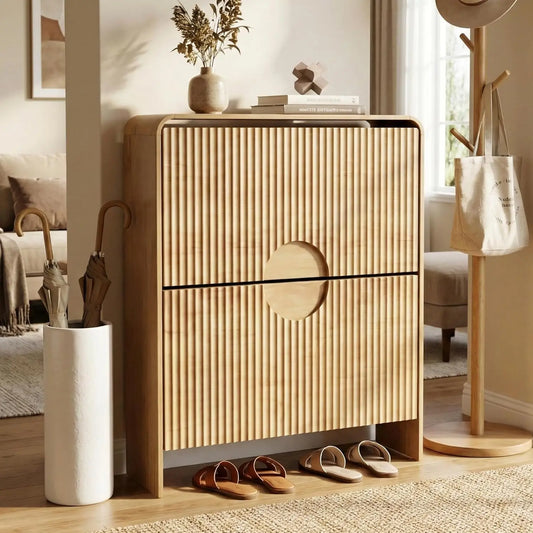 Narrow Shoe Cabinet for Entryway Doors