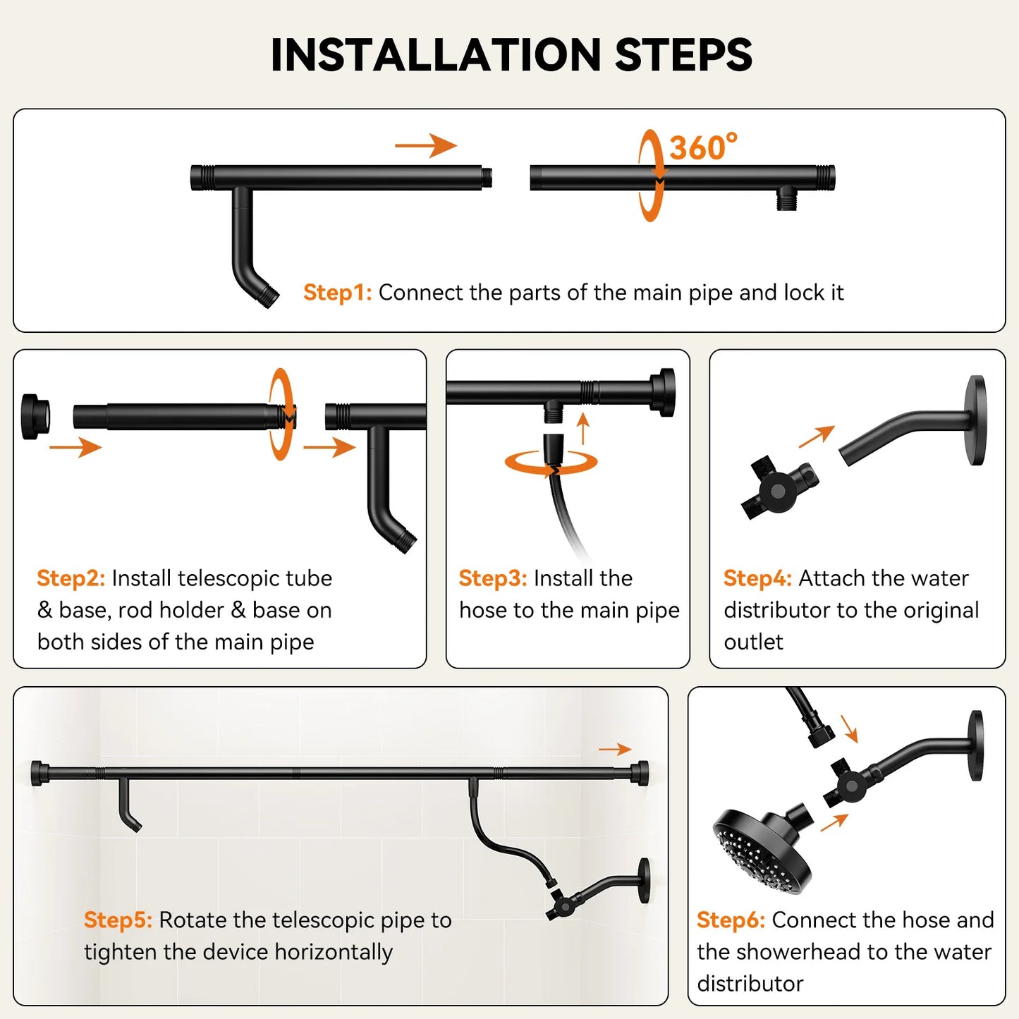 Double Shower Heads with Rod