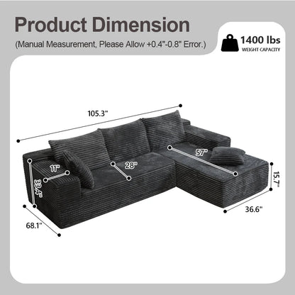 L-Shaped Living Room SofaMinimalist Deep Seat Design
