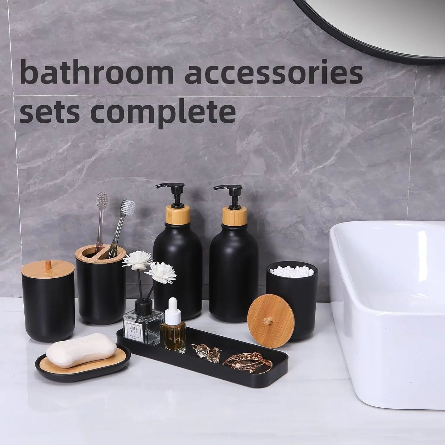 9-Piece Matte Black Bathroom Set