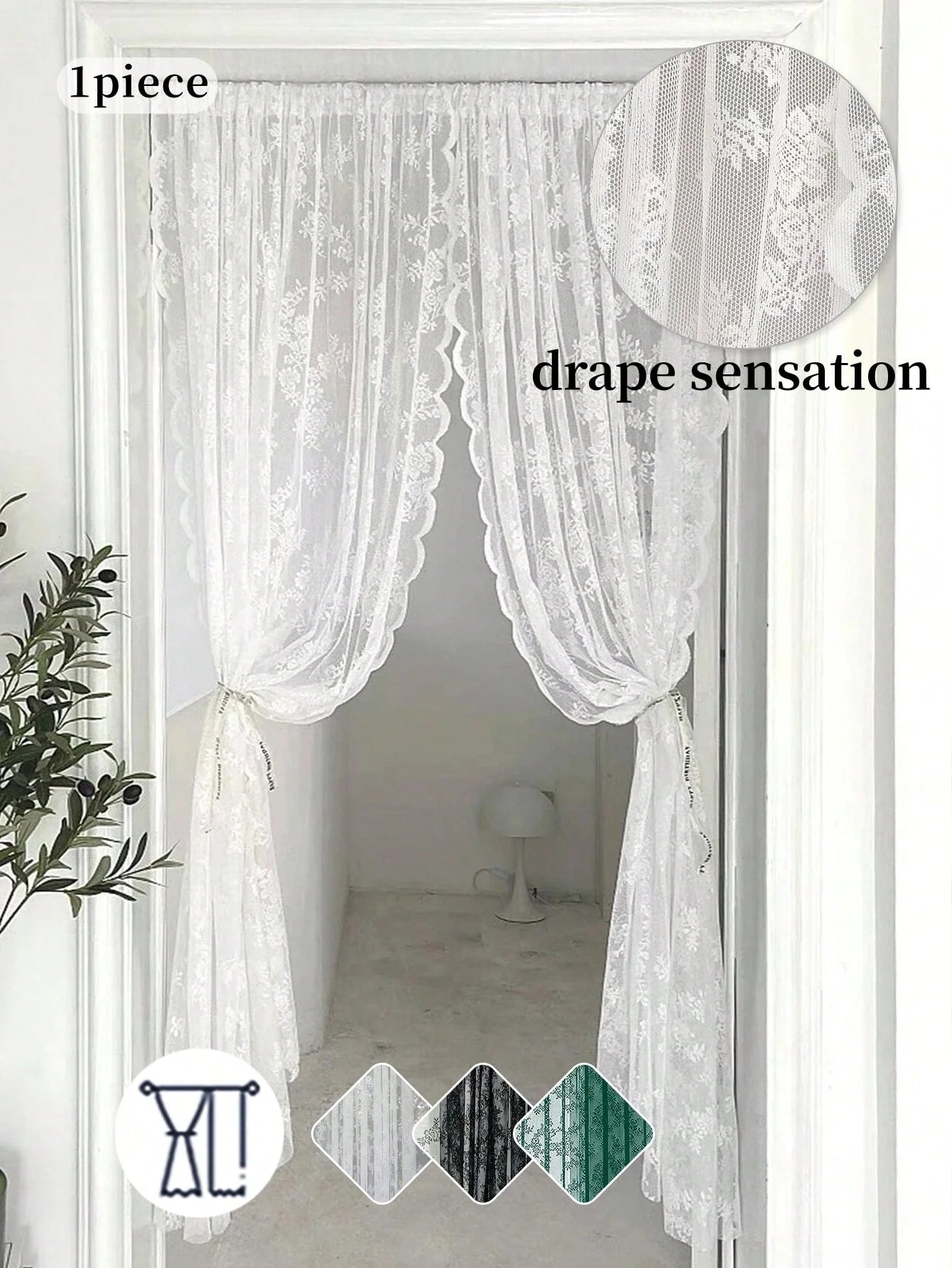 floral chiffon lace curtain