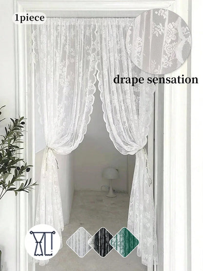 floral chiffon lace curtain