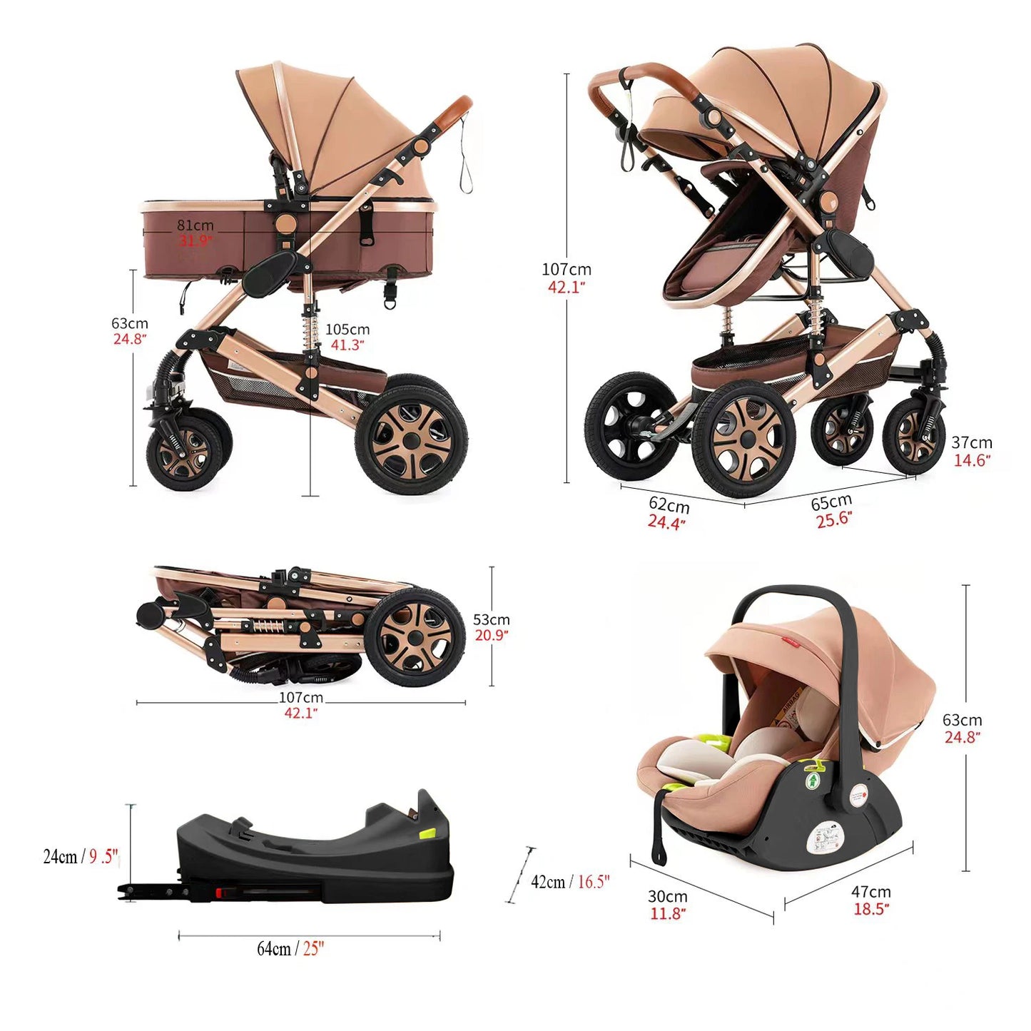 3 in 1 Standard Stroller