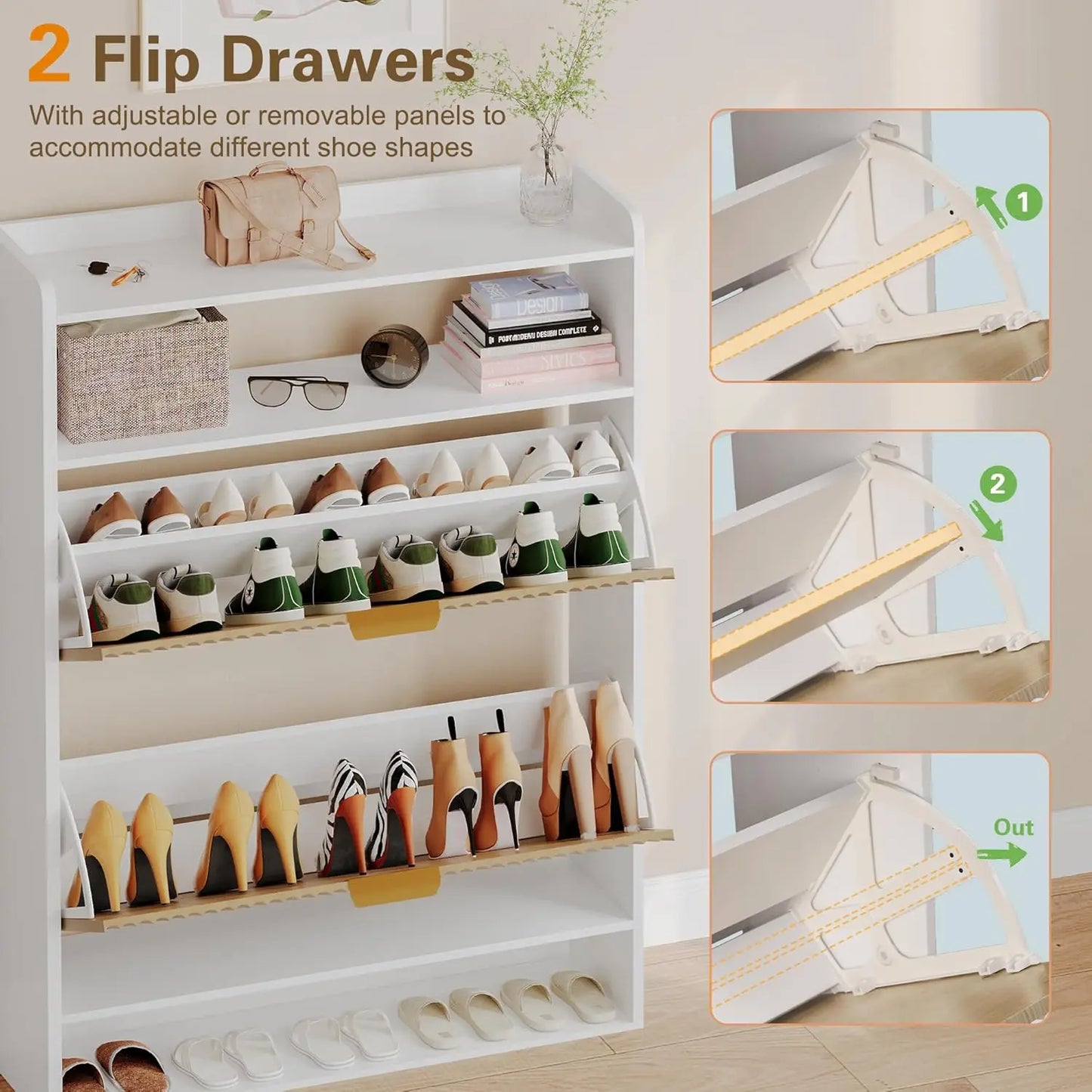 Modern  Wood Shoe Organizer