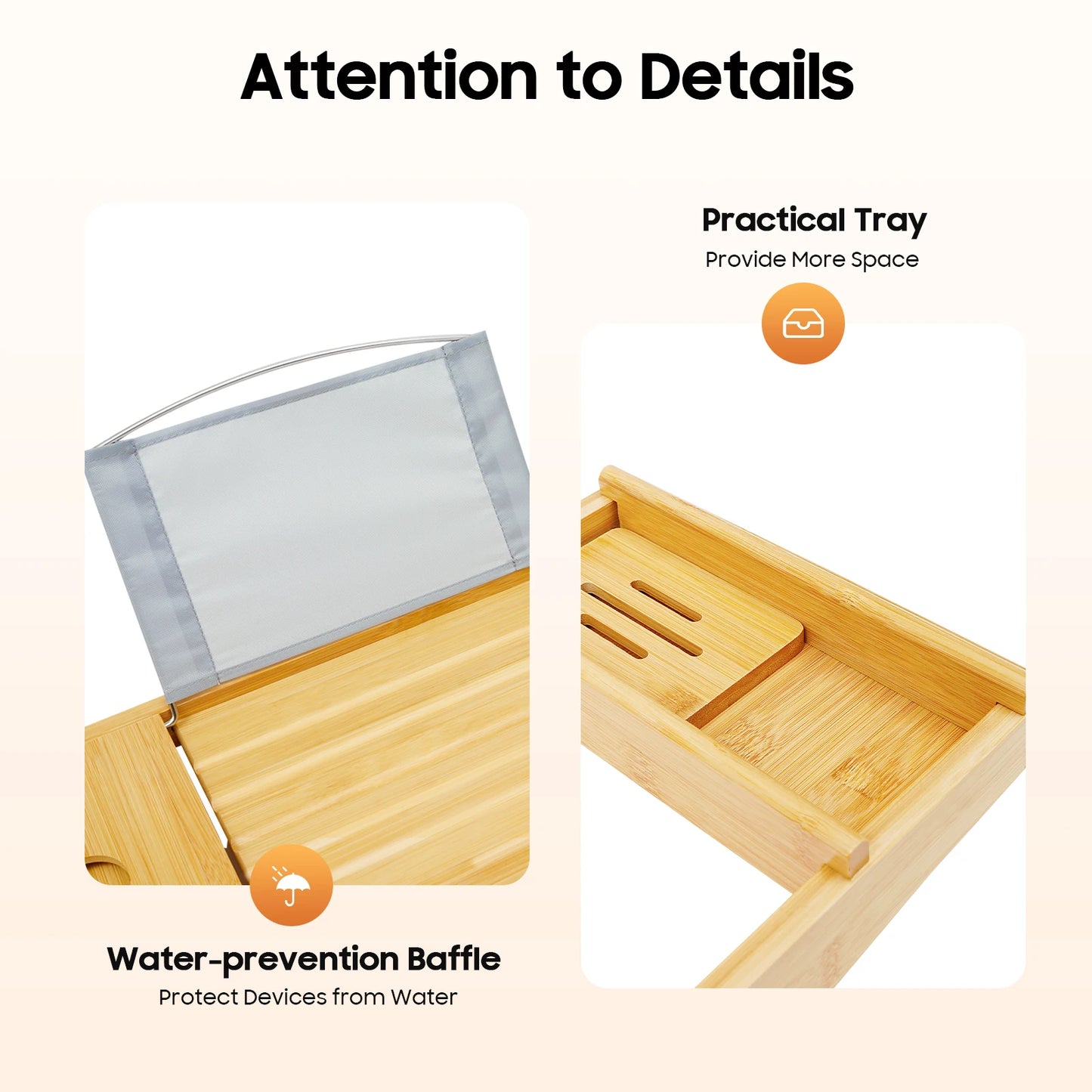 Expandable Bamboo Bathtub Tray