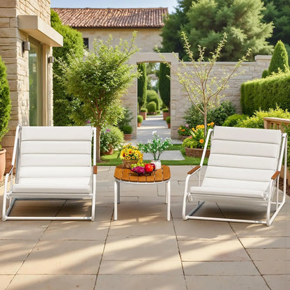 Teslin Chaise Lounge Chairs with Acacia Wood Side Table