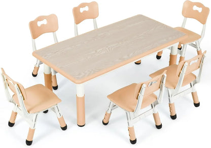 Kids Table and 6 Chairs Set,