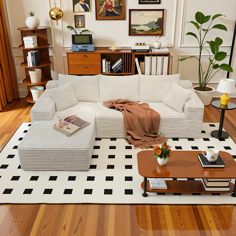 L-Shaped Living Room SofaMinimalist Deep Seat Design