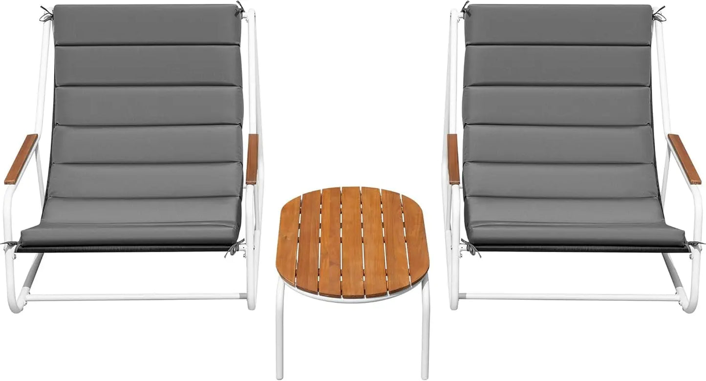 Teslin Chaise Lounge Chairs with Acacia Wood Side Table
