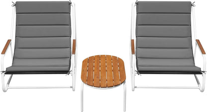 Teslin Chaise Lounge Chairs with Acacia Wood Side Table