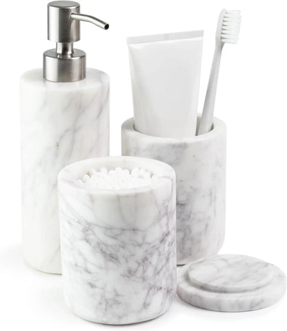 White Marble Bathroom Accessories Set