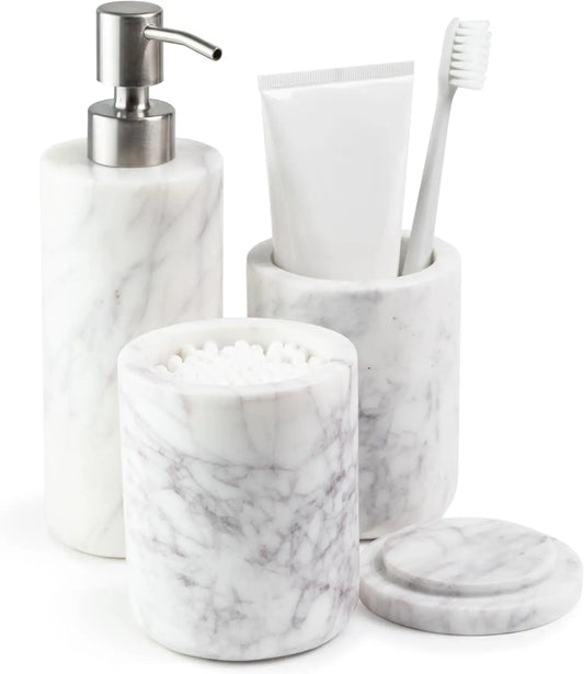 White Marble Bathroom Accessories Set