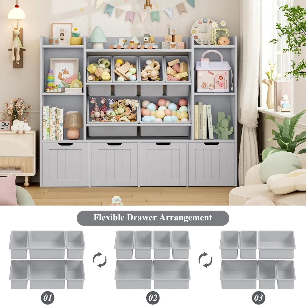 Kids Bookshelf Playroom Storage Cabinet