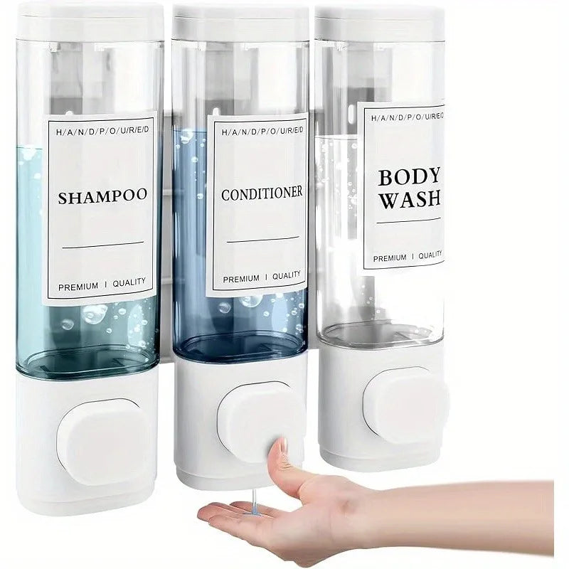 Wall-mounted   3-in-1 Shampoo and Conditioner Dispenser