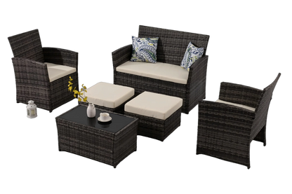 Outdoor Couch with Ottomans Chair and Table