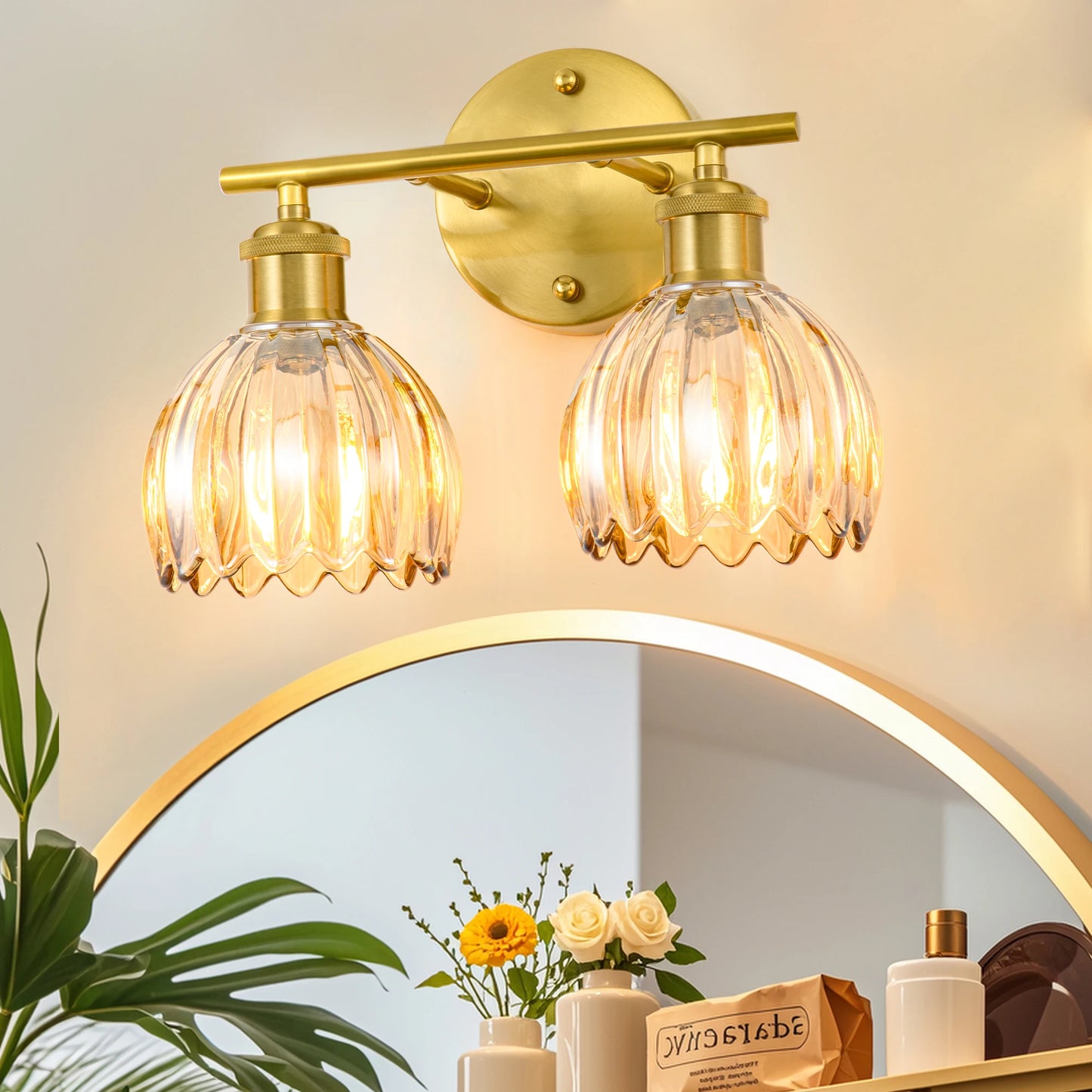 Floral Tulip Glass Shade for Mirror Front Lamp