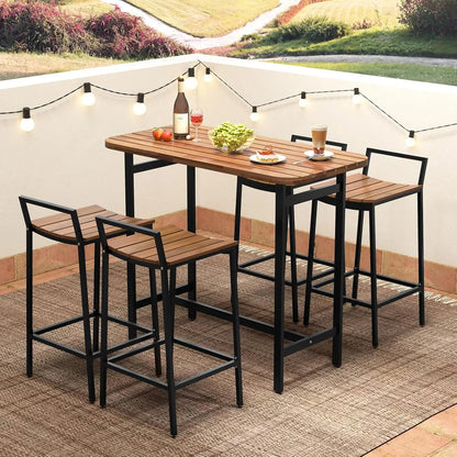 Table Set for 4 with Metal Frame & Footrest