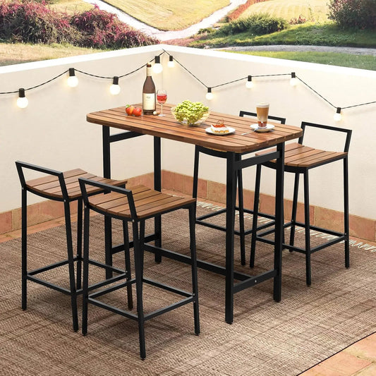 Table Set for 4 with Metal Frame & Footrest