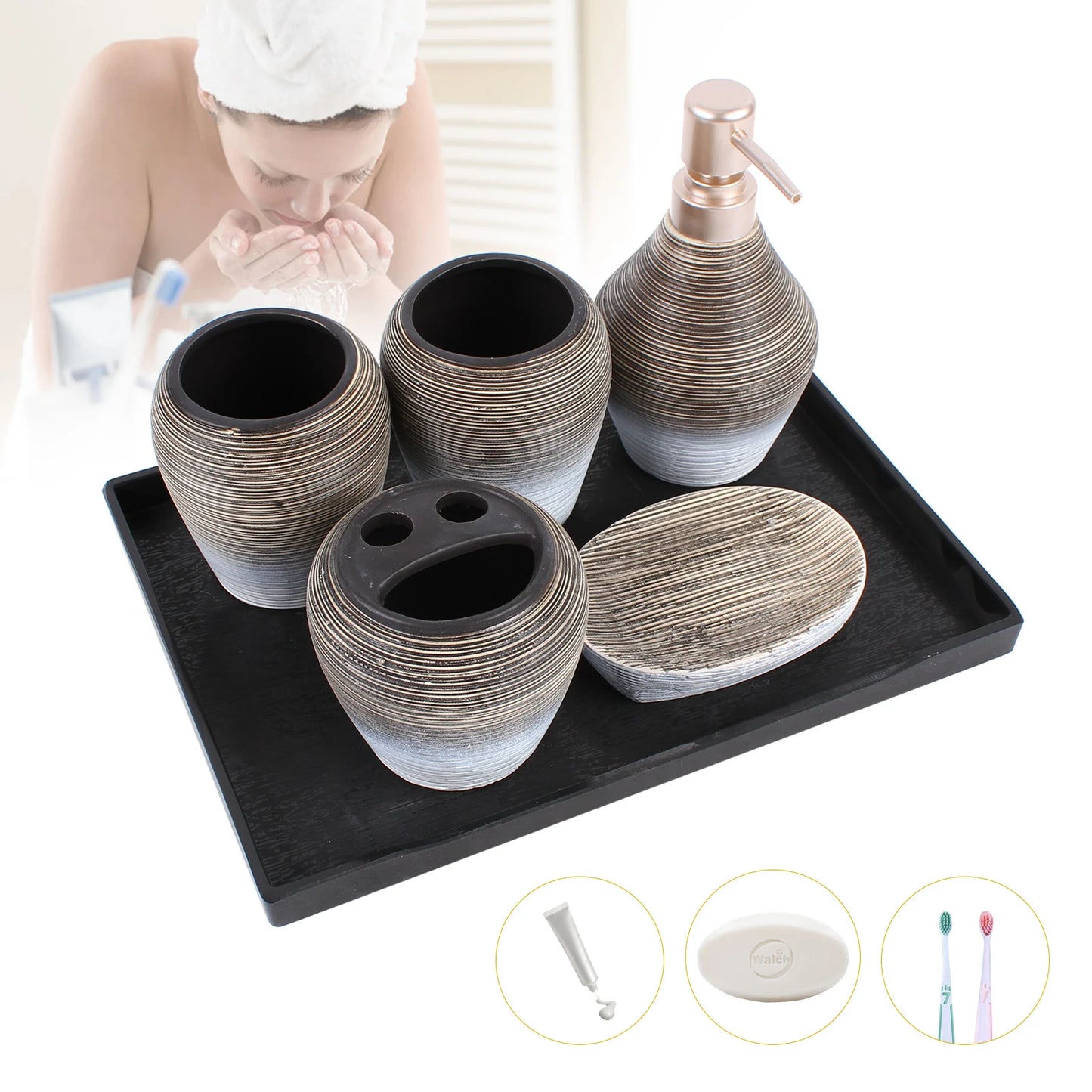5-Piece Ceramic Bathroom Accessory Set