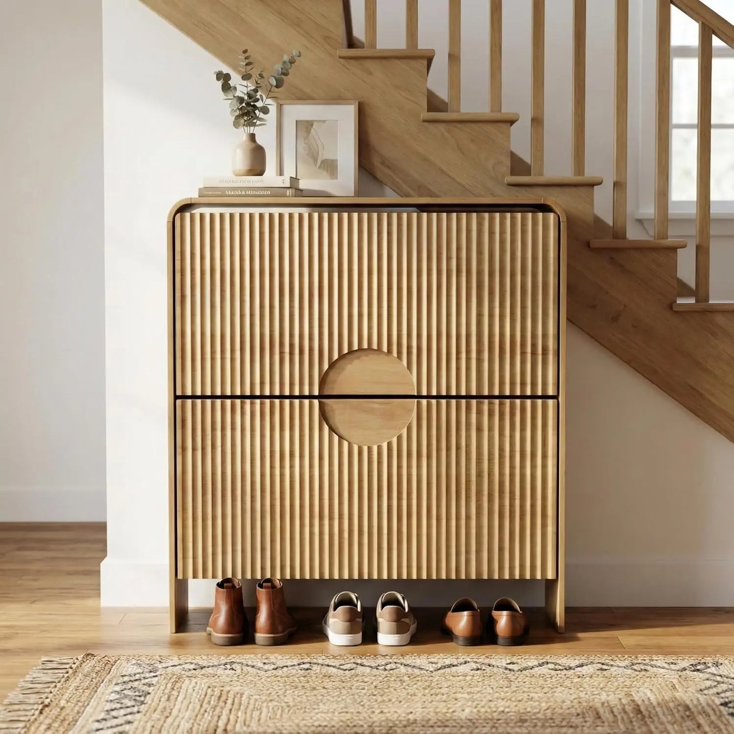 Narrow Shoe Cabinet for Entryway Doors