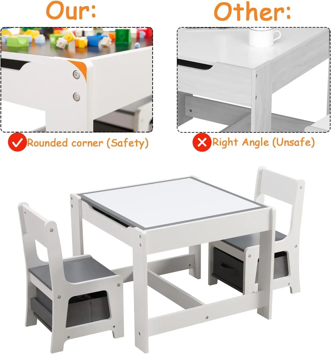 3-in-1 Kids Activity Table & Chairs Set