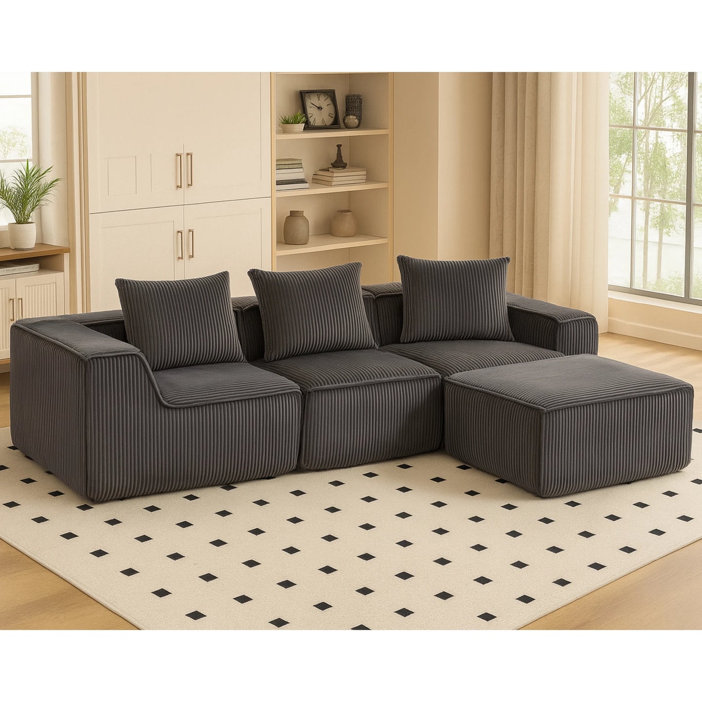 Sectional boneless Couch withModern Sofa with  Upholstered Couches for Room