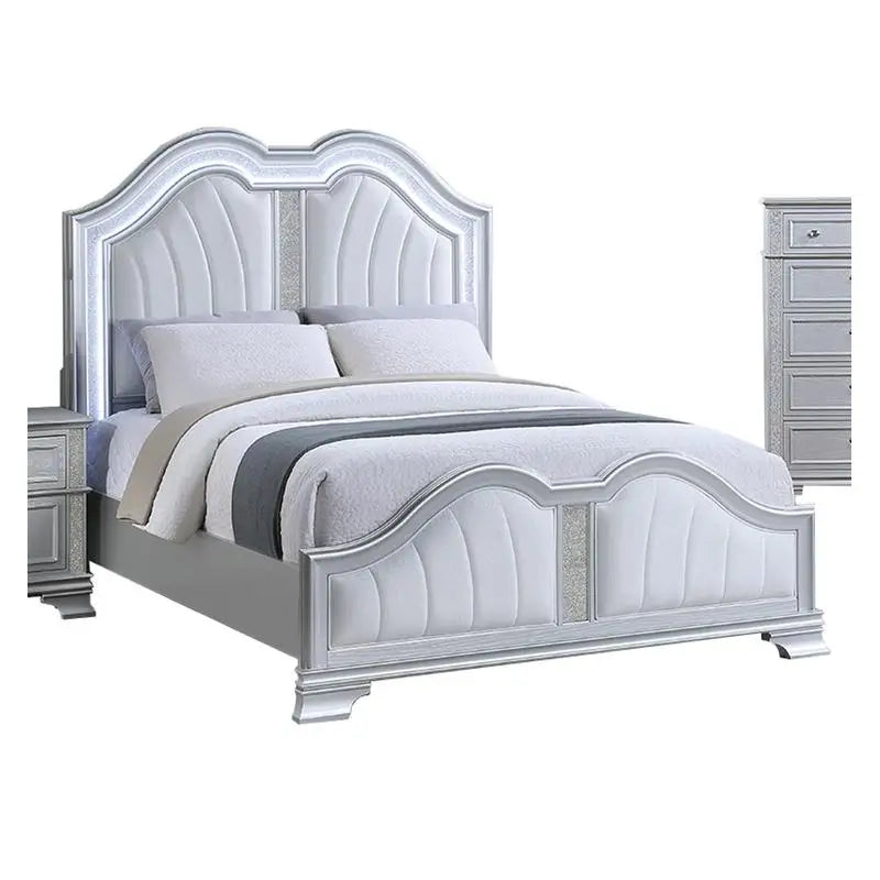 Queen Size Bed Gray Finish