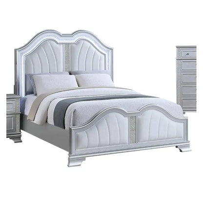 Queen Size Bed Gray Finish