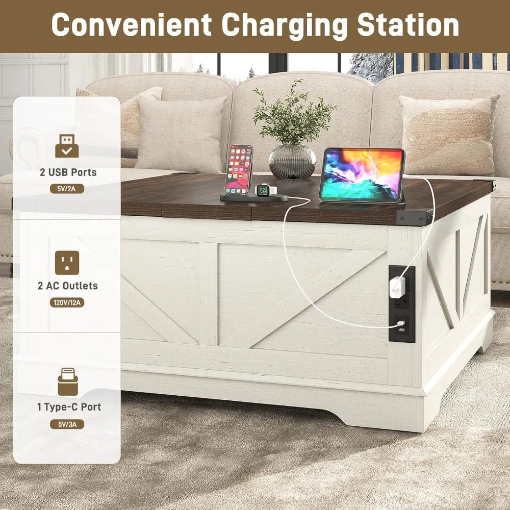 Large Farmhouse Lift Top Coffee Table