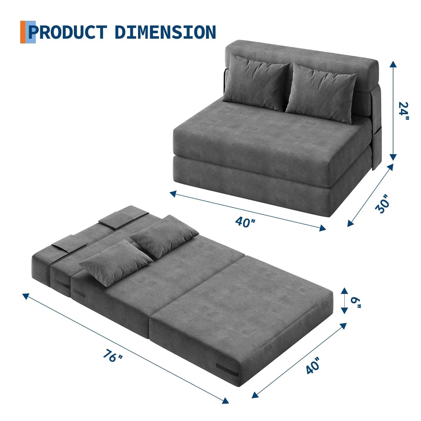 Pillow Space-Saving Fold Out Chair Bed