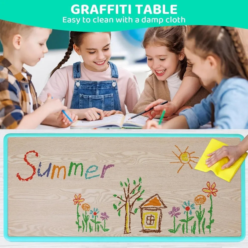 Kids Table and 6 Chairs Set,