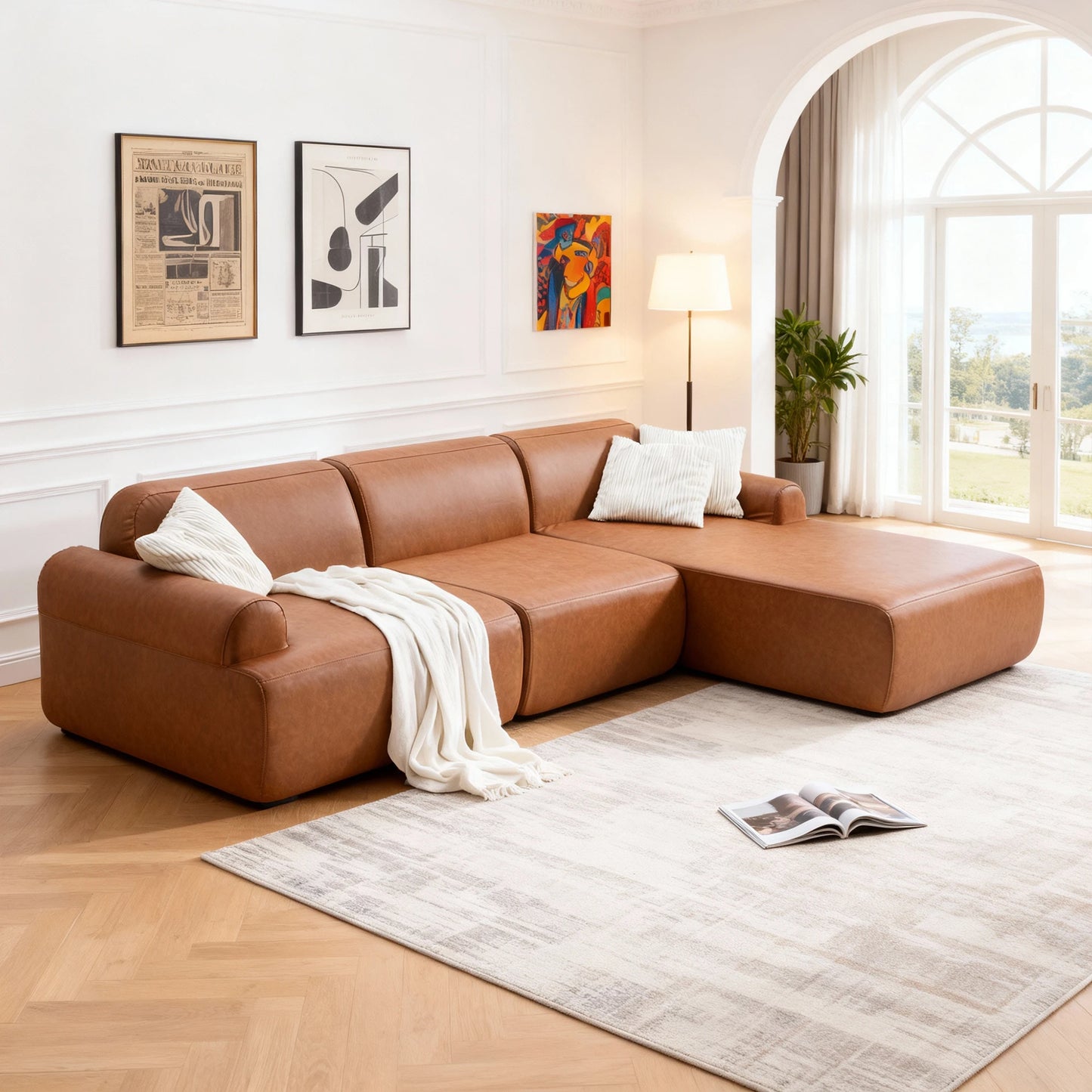 leather segmented sofa