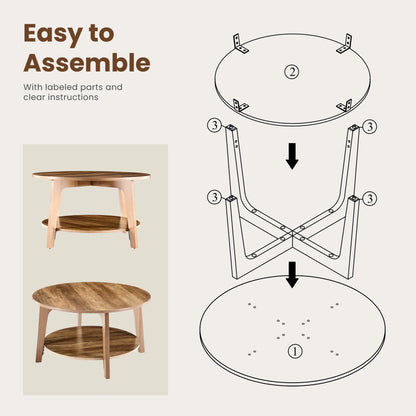 Wood Round Coffee Table