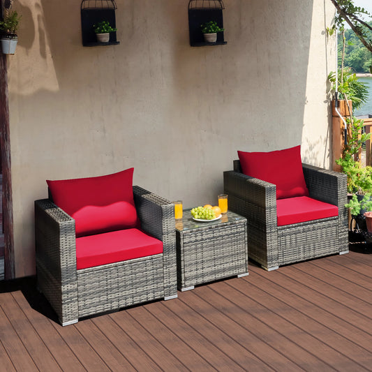 3 PC Bistro Set Red