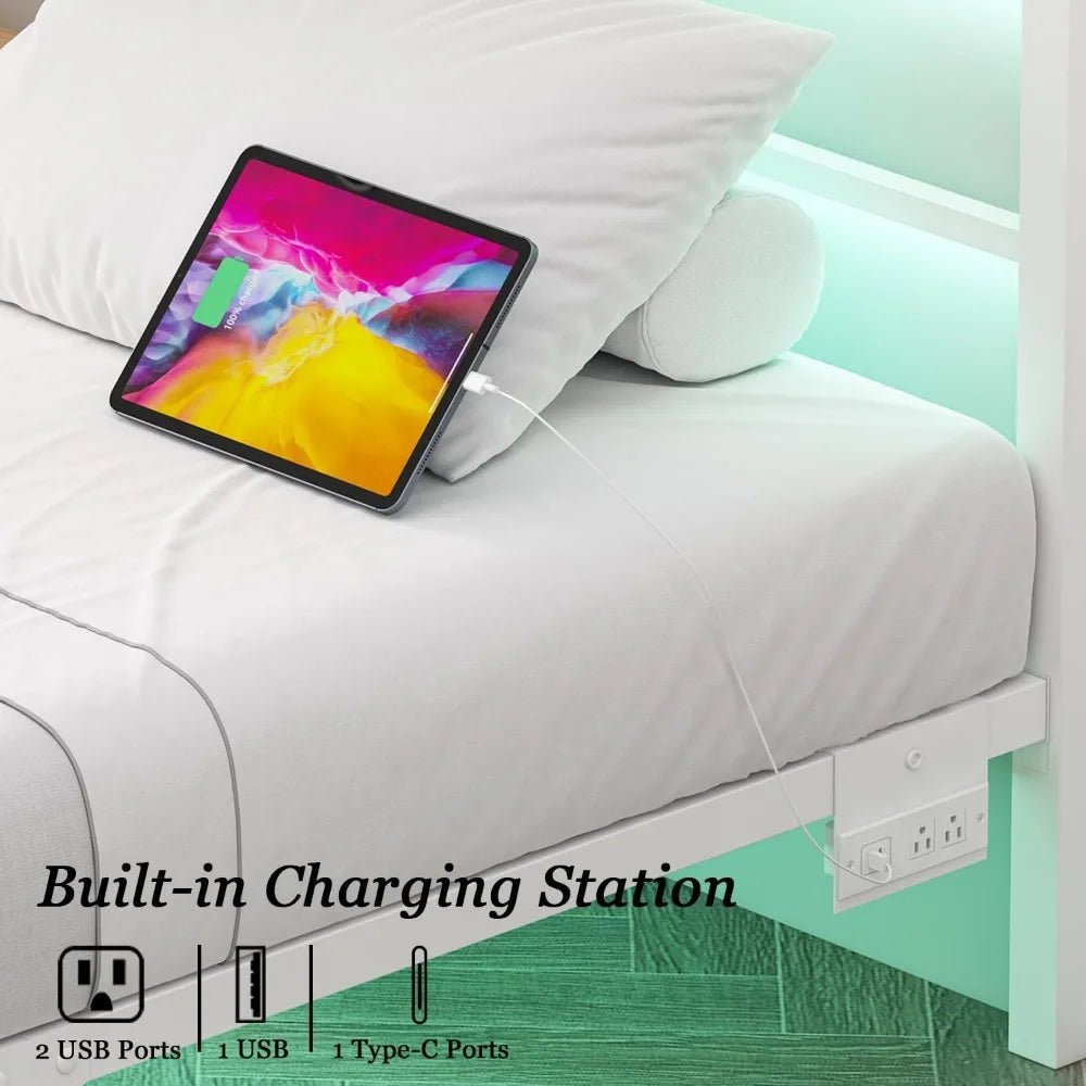 Twin Size Bed Frame with LED Lights