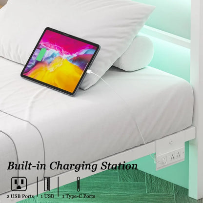 Twin Size Bed Frame with LED Lights