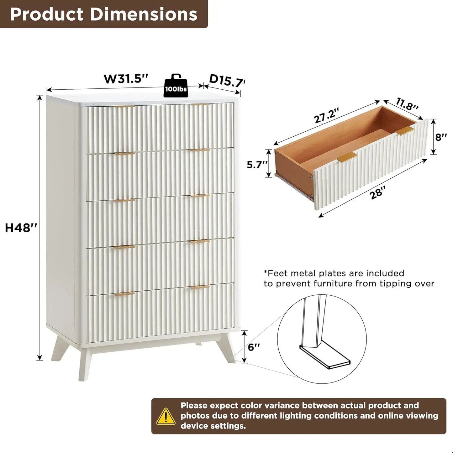 5 Drawer Storage Dresser