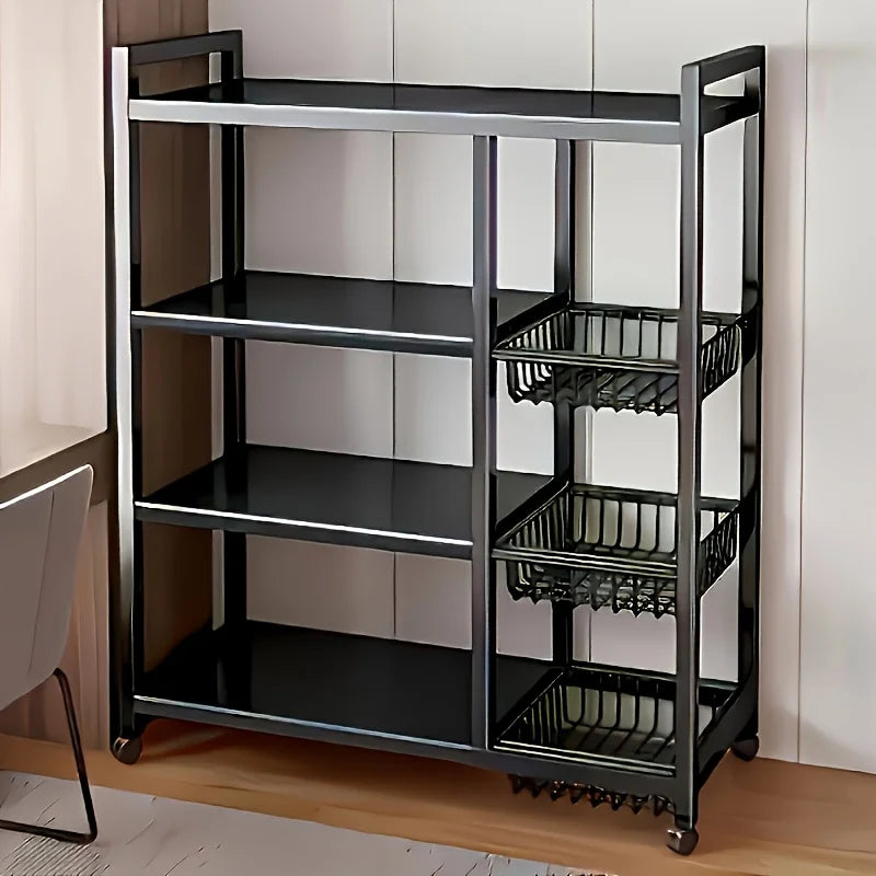 4-Tier Freestanding Shelf with 3 Baskets