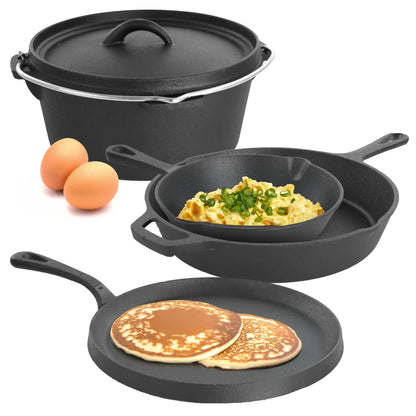 Pre-Seasoned 5-Piece Cast Iron Cookware Set